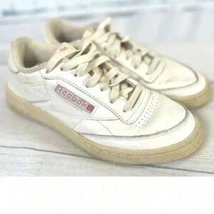 MENS 6.5 Woman’s 8 REEBOK CLUB C 85 'CHALK‎ PAPERWHITE' PINK LEATHER LOW